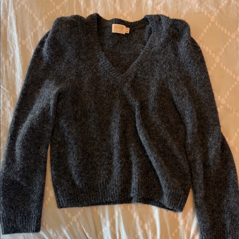 Soft V-Neck Women's Sweater - Charcoal